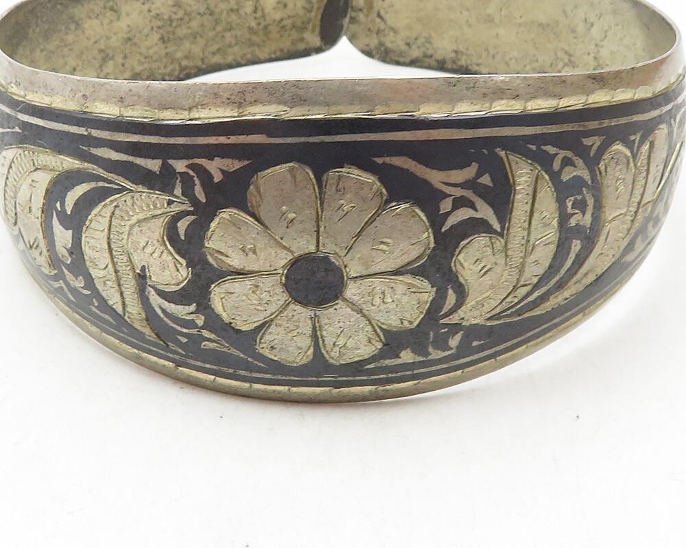 925 Sterling Silver Vintage Bracelet EAST EUROPE Antique Etched Cuff  BT12092