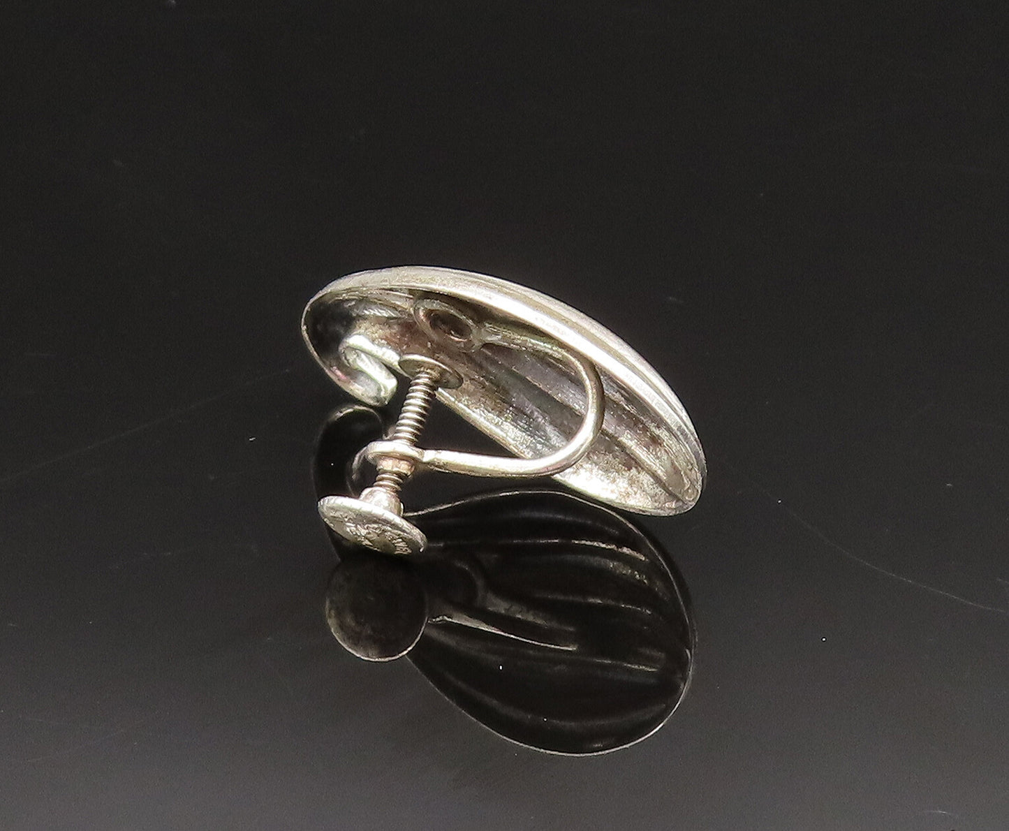 JEWELART 925 Silver  Vintage Unique Ribbed Swirl Screw Back Earrings  EG11934