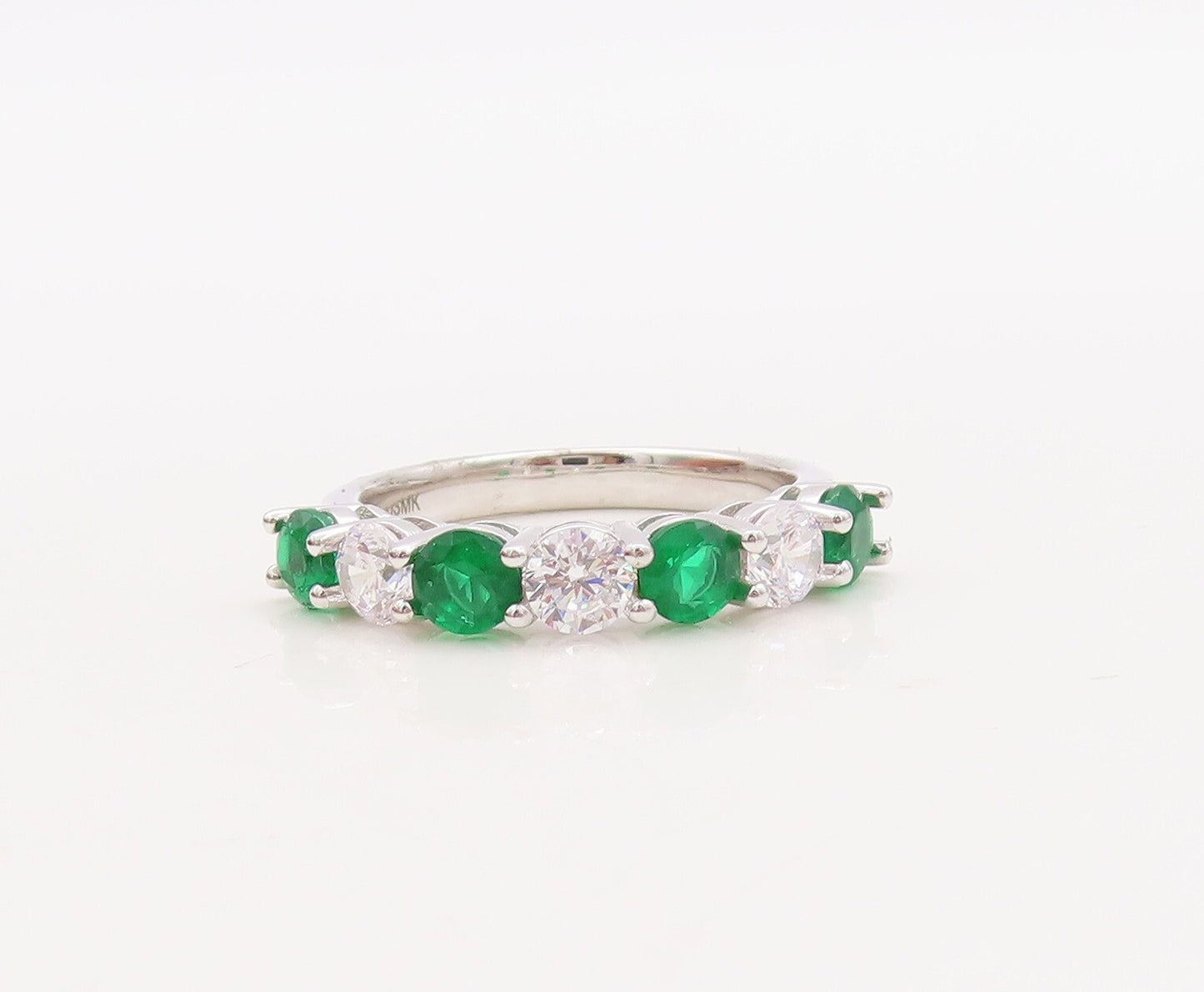 925 Sterling Silver Vintage Ring Stackable Green & White Topaz  Sz 7  RG29786
