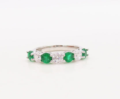 925 Sterling Silver Vintage Ring Stackable Green & White Topaz  Sz 7  RG29786