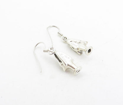 925 Sterling Silver  Vintage Shiny Petite Dragon's Head Drop Earrings  EG3681