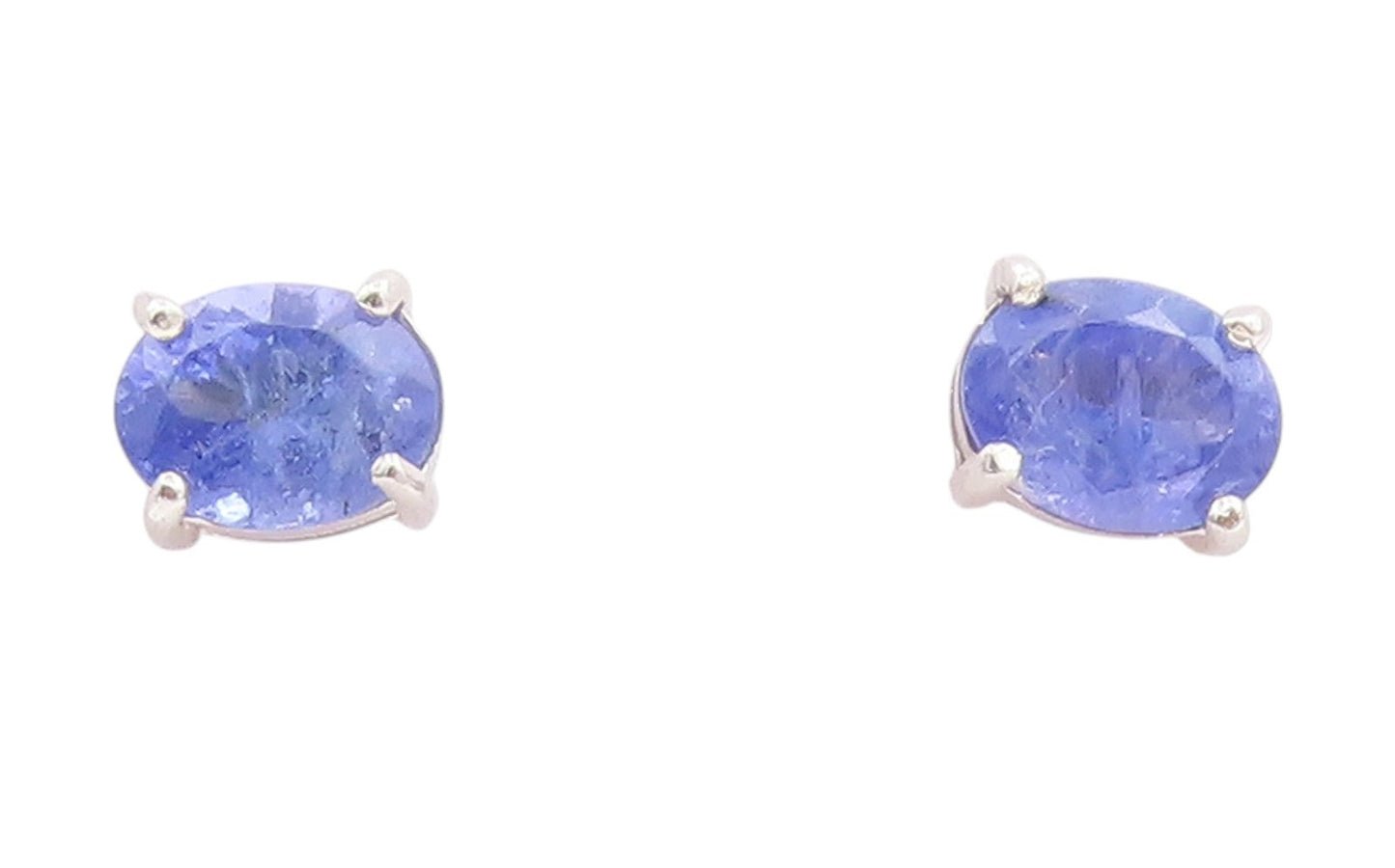 925 Sterling Silver Vintage Earrings Minimalist Oval Tanzanite Studs  EG13736