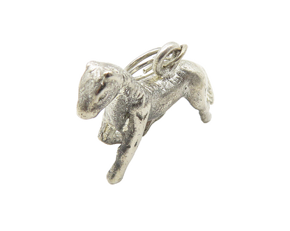 925 Sterling Silver  Vintage Petite Dark Tone Galloping Horse Pendant  PT8469