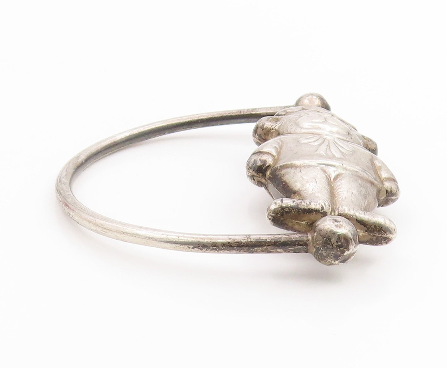 925 Sterling Silver Vintage Bracelet Antique Teddy Bear Figure RATTLES  BT11810