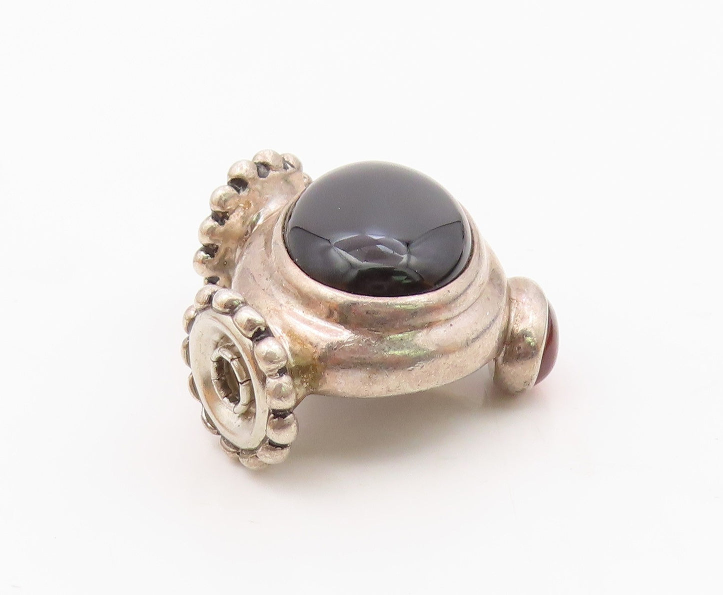 ESPO SIG 925 Sterling Silver  Vintage Cabochon Cut Black Onyx Pendant  PT17049