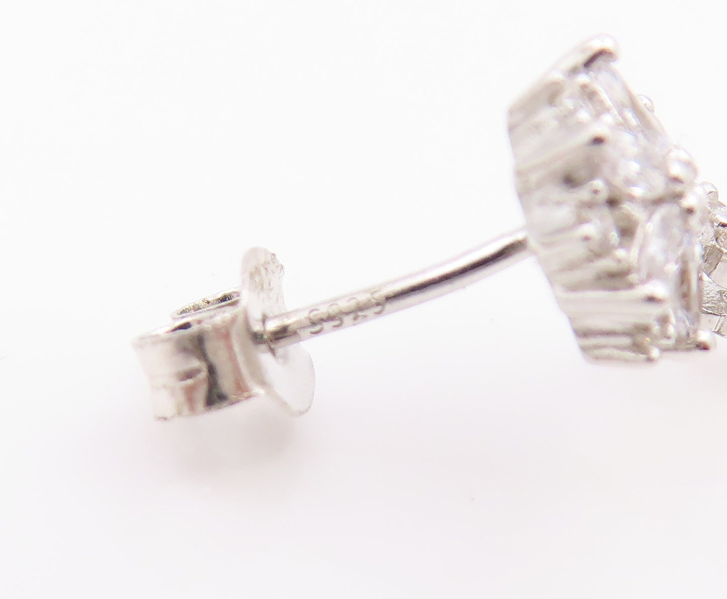 925 Sterling Silver Vintage Earrings Multi Shape CZ Elegant Floral Drop  EG14218