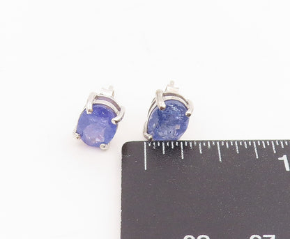 925 Sterling Silver Vintage Earrings Minimalist Oval Cut Tanzanite Stud  EG13798