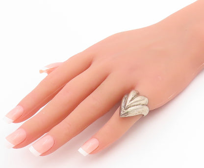925 Sterling Silver Vintage Ring Ribbed Puffy Fluted Heart Band  Sz 5.5  RG33774