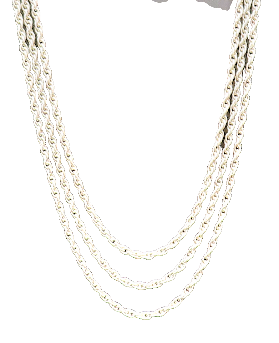925 Sterling Silver  Vintage Three Strand Twisted Chain Necklace  NE3992