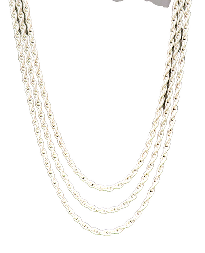925 Sterling Silver  Vintage Three Strand Twisted Chain Necklace  NE3992