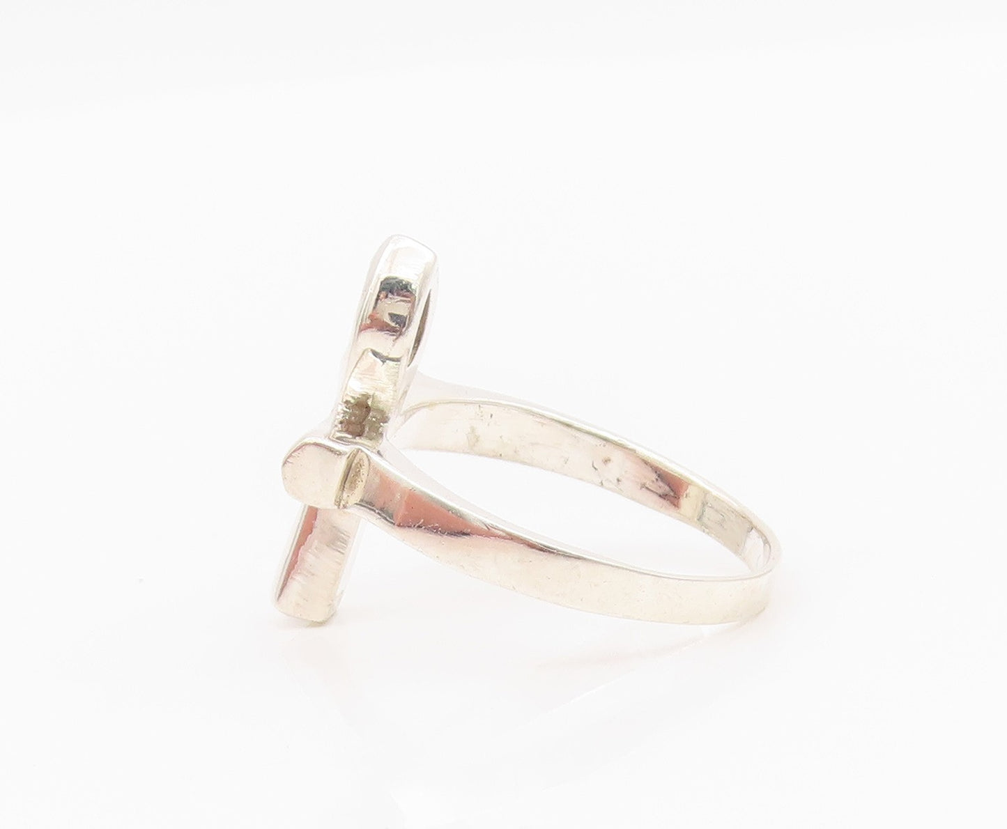 925 Sterling Silver Vintage Ring Religious Ankh Cross Cutout  Sz 9.5  RG33059
