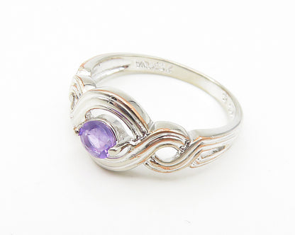 925 Sterling Silver  Shiny Petite Amethyst Infinity Band Ring Sz 7  RG10847