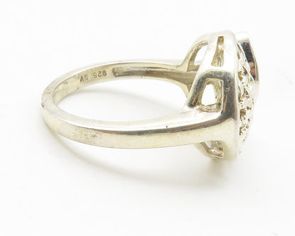 925 Sterling Silver  Marquise Blue Topaz Basket Weave Band Ring Sz 7  RG11815