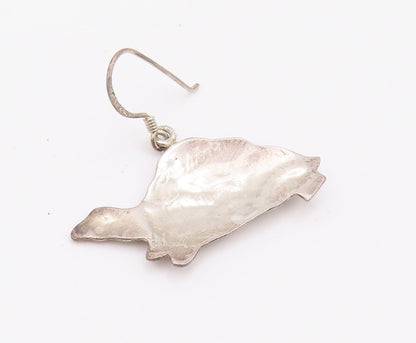 925 Sterling Silver Vintage Earrings Minimalist Etched Walking Turtle  EG12820