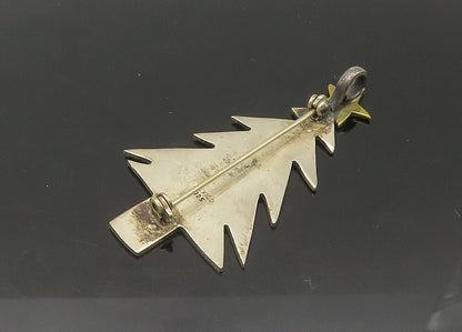 MEXICO 925 Silver  Vintage Two Tone Christmas Tree & Star Brooch Pin  BP8743