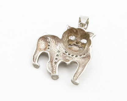 925 Sterling Silver  Vintage Cubic Zirconia Bull Dog Animal Pendant  PT10511