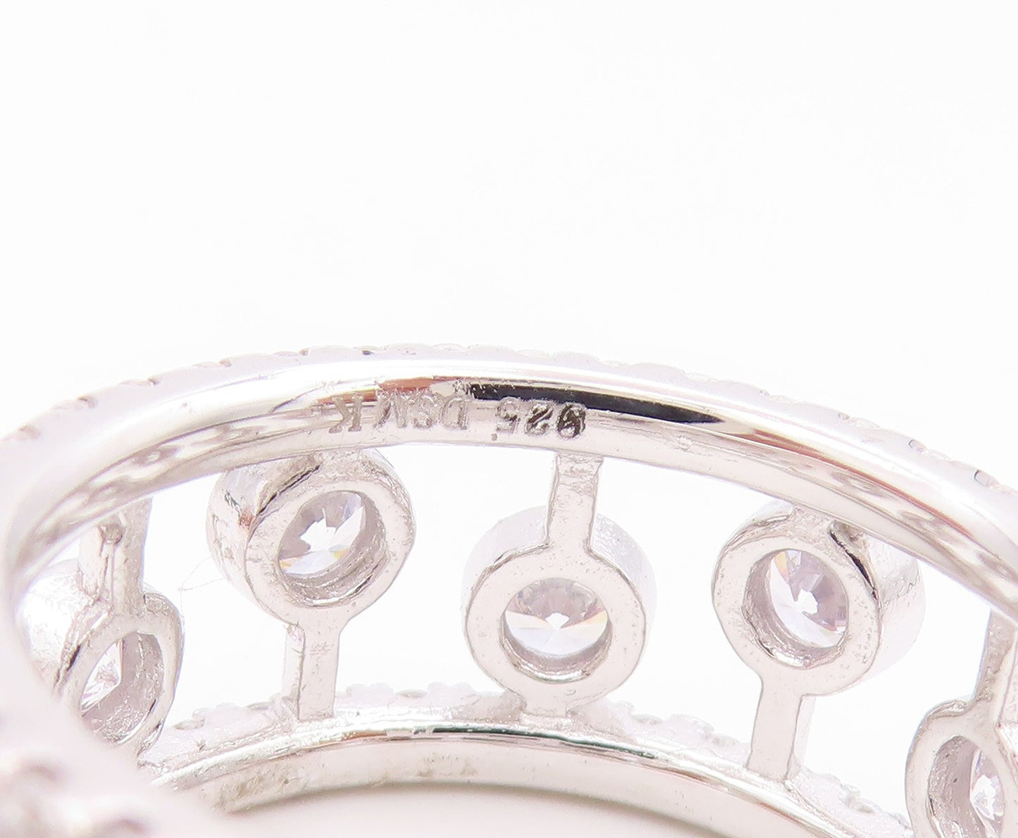 925 Sterling Silver Vintage Ring Topaz Openwork Eternity Band  Sz 7  RG35765