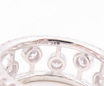 925 Sterling Silver Vintage Ring Topaz Openwork Eternity Band  Sz 7  RG35765