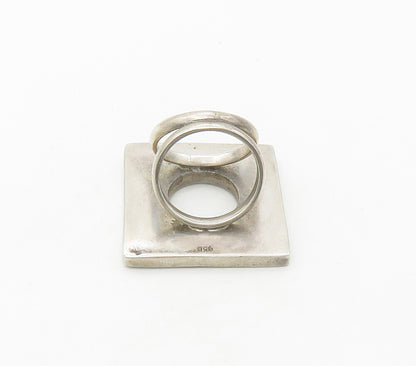 925 Sterling Silver  Vintage Shiny Cutout Square Statement Ring Sz 6  RG16730