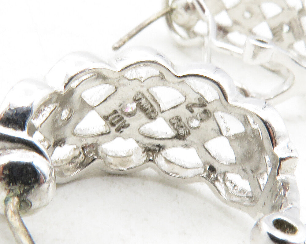 925 Sterling Silver  Topaz Open Design Shiny Curved Drop Earrings  EG6366