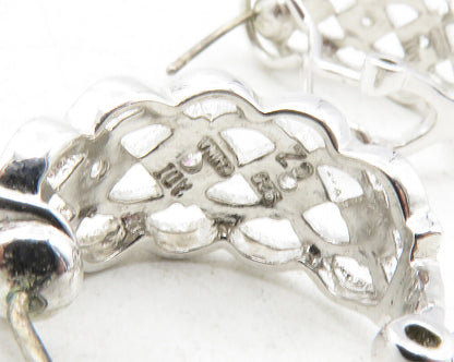 925 Sterling Silver  Topaz Open Design Shiny Curved Drop Earrings  EG6366