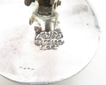 MEXICO 925 Silver  Vintage Spotted Hollow Dome Non Pierce Earrings  EG5648