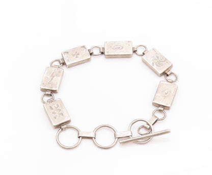 925 Sterling Silver Vintage Bracelet NAVAJO Etched Trible Symbols  BT11234