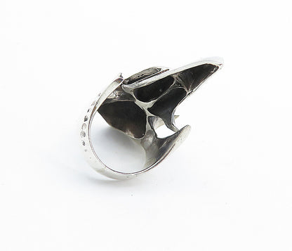 925 Sterling Silver  Vintage Shiny Bird's Head Motif Band Ring Sz 7.5  RG7475
