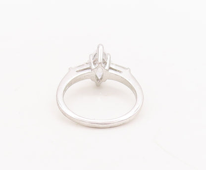 925 Sterling Silver Vintage Ring Minimalist Marquise Cut CZ  Sz 8  RG29756
