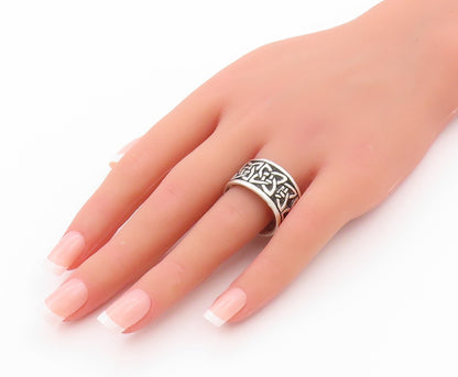 925 Sterling Silver Vintage Ring Celtic Knots Design Etched  Sz 10.5  RG32656
