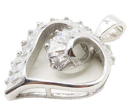 925 Sterling Silver   Sparkling Cubic Zirconia Love Heart Pendant  PT12774