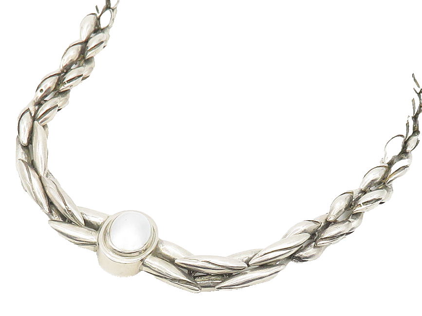 MICHAEL DAWKINS 925 Silver  Vintage Pearl Dome Twist Chain Necklace  NE2814