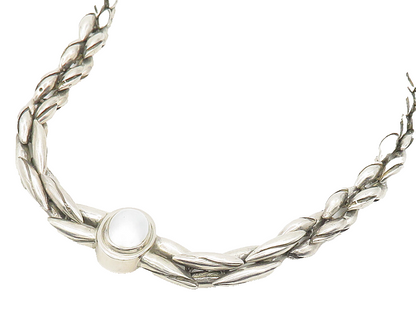 MICHAEL DAWKINS 925 Silver  Vintage Pearl Dome Twist Chain Necklace  NE2814