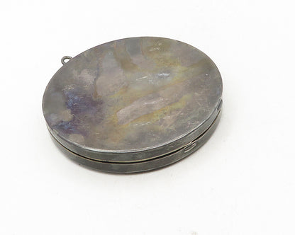 INTERNATIONAL 925 Silver Vintage Antique Flower Basket Compact Mirror TR1799