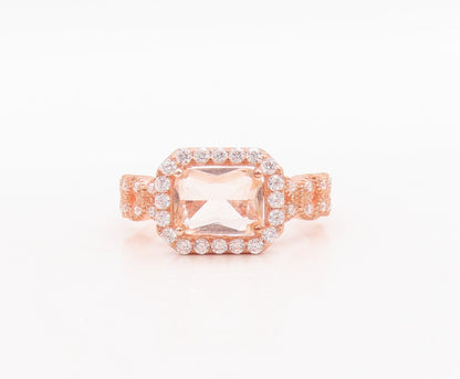 925 Sterling Silver Vintage Ring Rose Gold Plated Two Tone CZ  Sz 7  RG29231