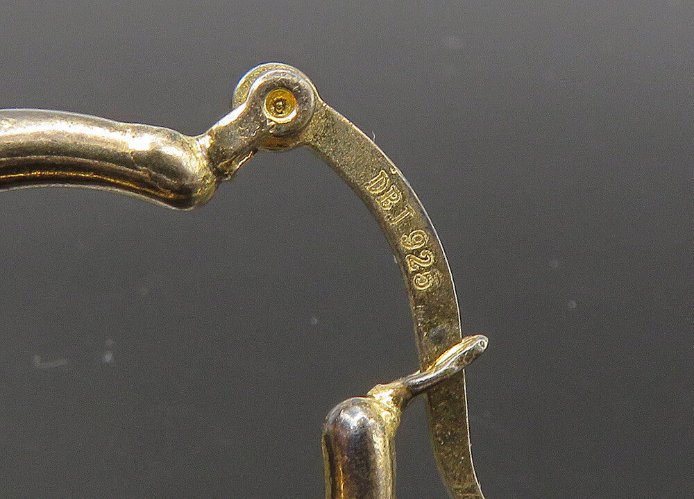 925 Silver   Vintage Shiny Genuine Diamond Gold Plated Hoop Earrings  EG10983