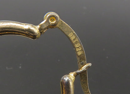 925 Silver   Vintage Shiny Genuine Diamond Gold Plated Hoop Earrings  EG10983