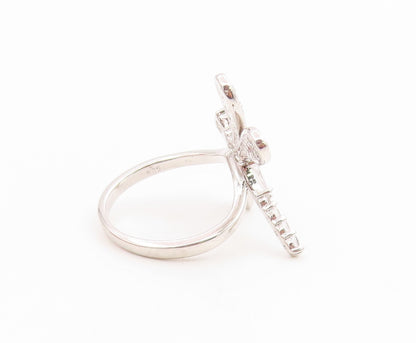 925 Sterling Silver Vintage Ring Multi Shape CZ Dragon Fly Motif  Sz 7  RG35867