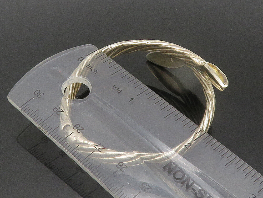 LINDA ALLARD 925 Silver  Vintage Shiny Textured Twist Cuff Bracelet  BT9315