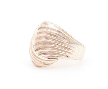 925 Sterling Silver Vintage Ring Solid Designer Wave Grooved  Sz 6.5  RG31900