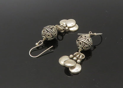 925 Sterling Silver  Vintage Spiral Swirl Sphere Dangle Earrings  EG11035