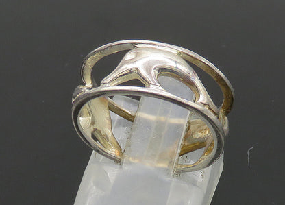 925 Sterling Silver  Vintage Shiny Dolphin Motif Band Ring Sz 7  RG21834