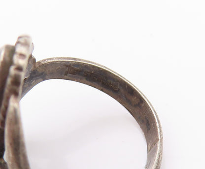925 Sterling Silver Vintage Ring SOUTHWESTERN Antique Turquoise Sz 6 RG32545