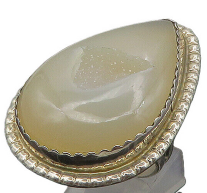 BERNADINE BEGAY TSOSIE NAVAJO 925 Silver  Vintage Quartz Ring Sz 10  RG17852
