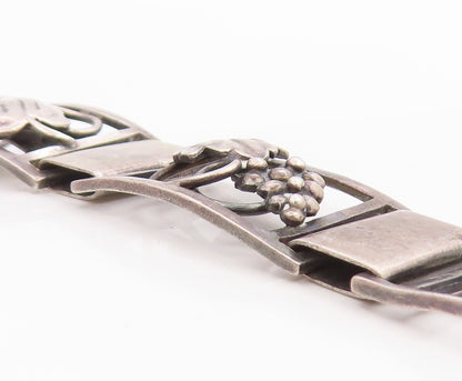 925 Sterling Silver Vintage Bracelet MUNKSGAARD DENMARK Grapes & Leaf  BT12041