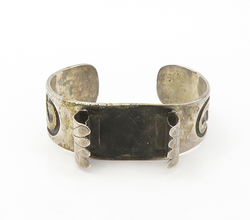 RICHARD REEVE APACHE 925 Silver  Vintage Oxidized Detail Cuff Bracelet  BT6628