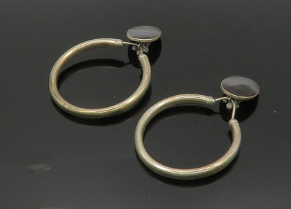 CELIA SEBIRI 925 Silver  Vintage Black Stone Non Pierce Earrings  EG10057