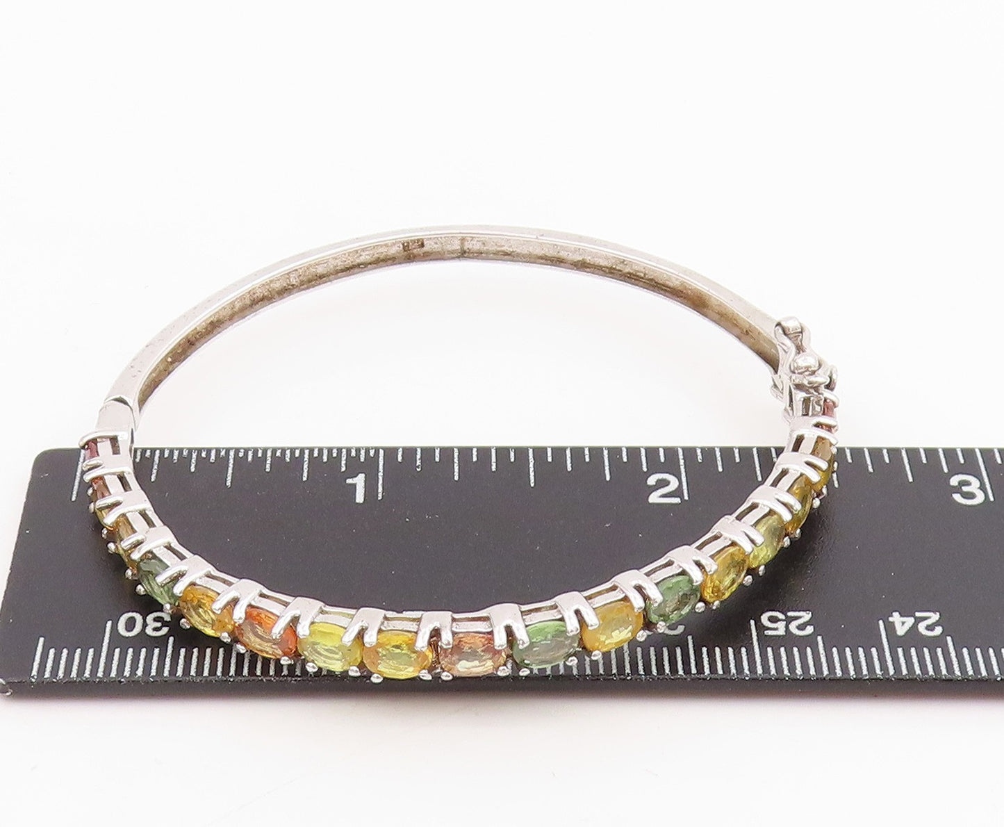 925 Sterling Silver Vintage Bracelet Oval Cut Real Gemstone Bangle  BT11532