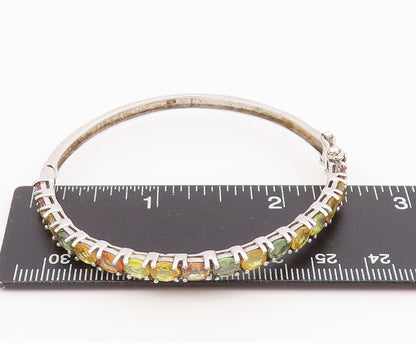925 Sterling Silver Vintage Bracelet Oval Cut Real Gemstone Bangle  BT11532