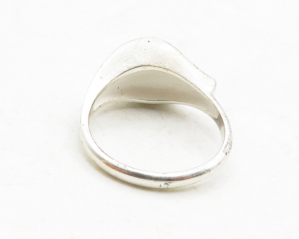 925 Sterling Silver  Vintage Shiny Sculpted Matte Band Ring Sz 6.5  RG13174